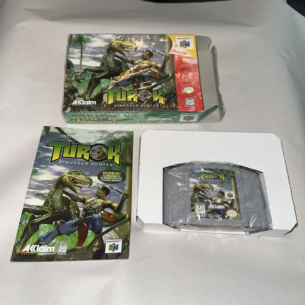 Turok: Dinosaur Hunter (Nintendo 64 N64) CIB Complete Original Shrink Wrap, Open